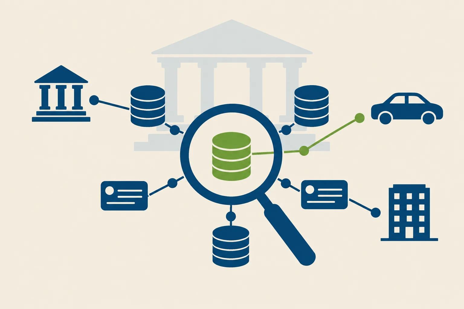 Illustrazione: l'ufficiale giudiziario interroga le banche dati delle pubbliche amministrazioni per la ricerca telematica dei beni del debitore